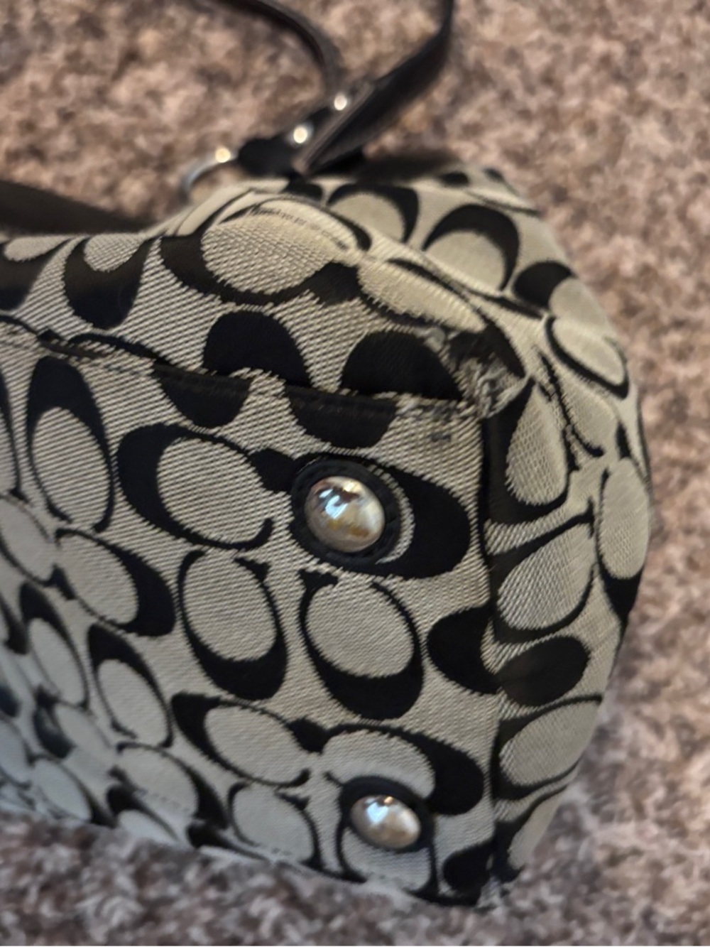 Coach Black and Gray Signature Canvas Tote - Picture 10 of 13